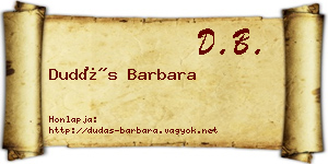 Dudás Barbara névjegykártya